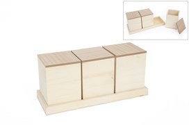 CAJA MADERA SET 3 CAJAS 87795 3 CUBILETES Y BASE  10X10X14