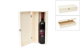 CAJA RECTANGULAR 2 BOTELLAS  VINO CALADA  LG MADERA 87261 35.5X17X9