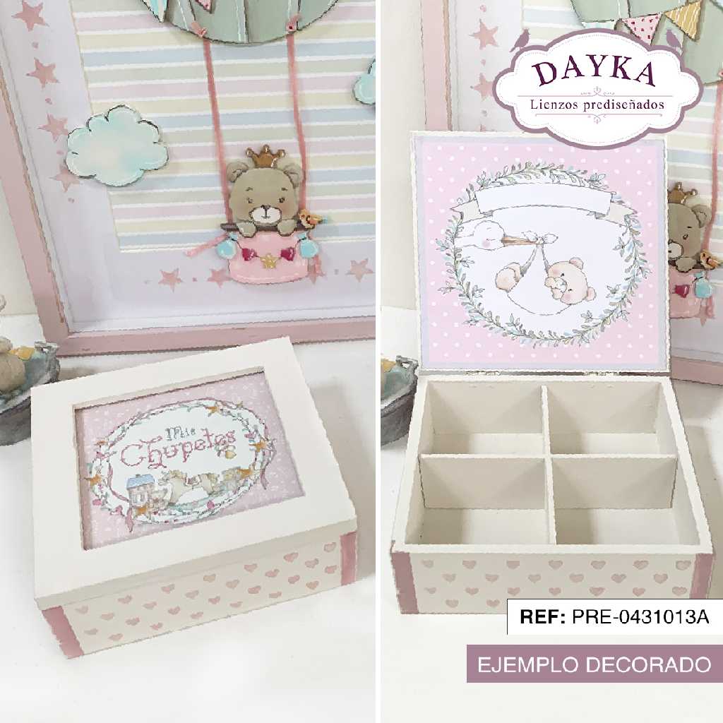 CAJA PARA MIS  CHUPETES NIÑA CON LIENZO PREDISEÑADO