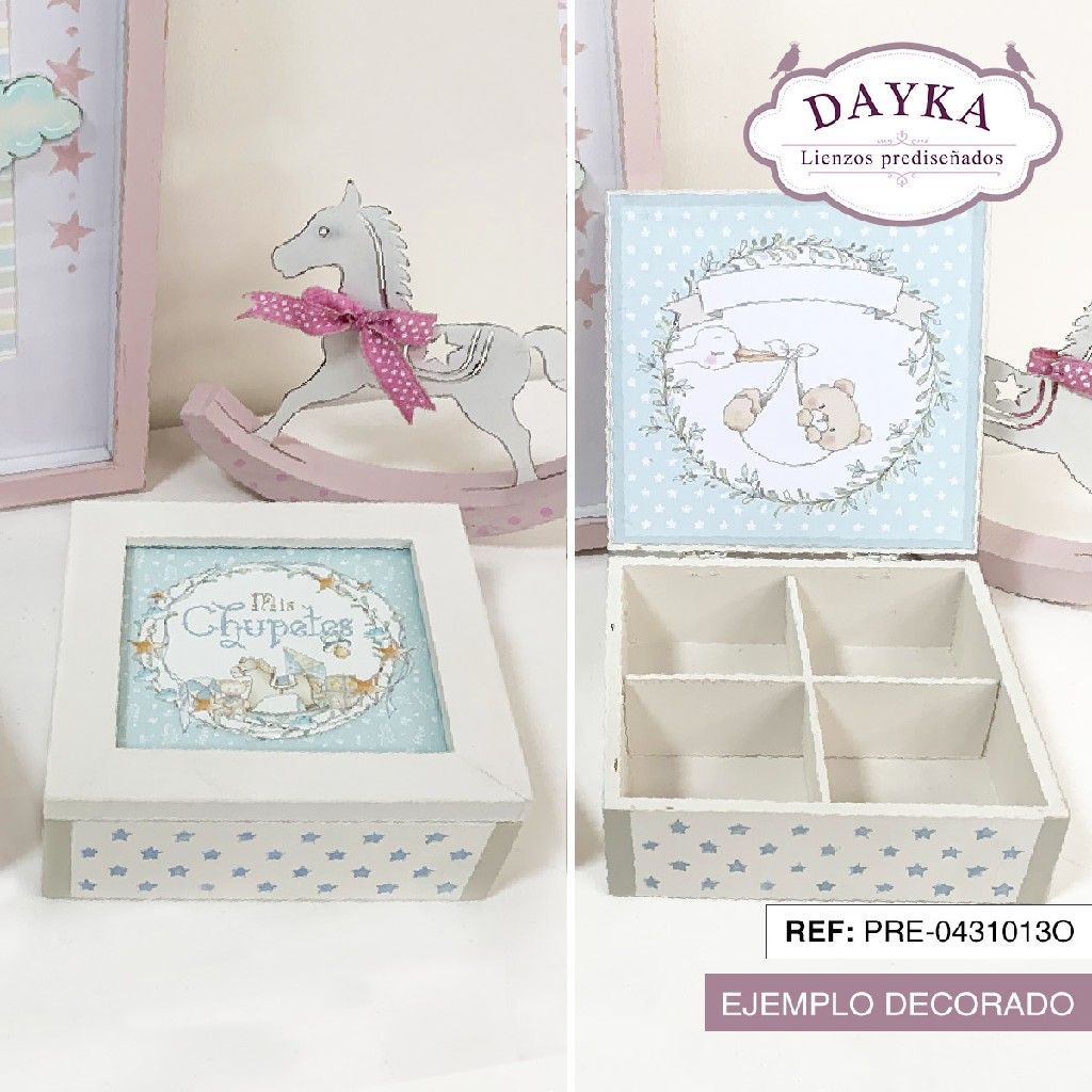 CAJA PARA MIS  CHUPETES NIÑO CON LIENZO PREDISEÑADO