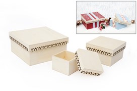 CAJA SET3  CONJUNTO CALADA  MADERA 25X25X12 87837