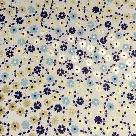 FLORES AZULES   CON DORADO  TSC078 CARTONAJE ROSSI 70X100