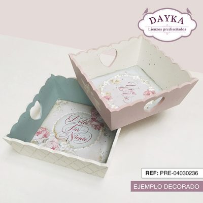 CESTA ONDA CORAZON PREDISEÑADA 16X16 PEQUEÑA