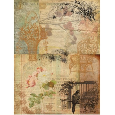 PAPEL ARROZ  CADENCE CUERVO VINTAGE MOD PA073