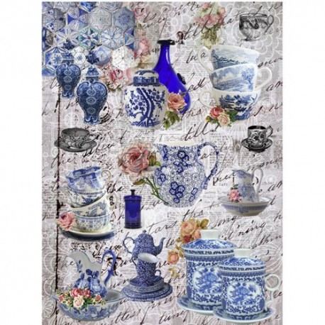 PAPEL ARROZ  CADENCE PORCELANA AZUL   MOD PA305