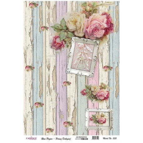PAPEL ARROZ  CADENCE ROSAS MADERA MOD PA335