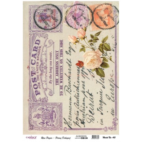 PAPEL ARROZ  CADENCE POST CARD VIOLETA MOD PA415