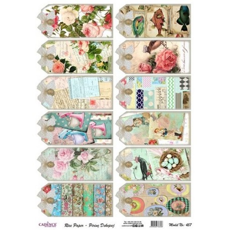 PAPEL ARROZ  CADENCE ETIQUETAS  SHABBY MOD PA457