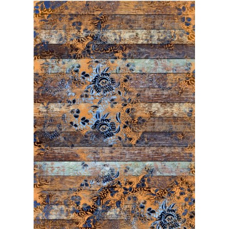 PAPEL ARROZ  CADENCE MADERA ESTAMPADO AZUL   MOD PA552