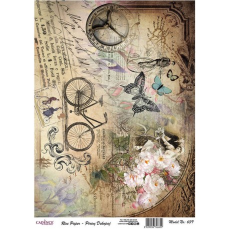 PAPEL ARROZ  CADENCE MARIPOSAS Y BICICLETA MOD PA639