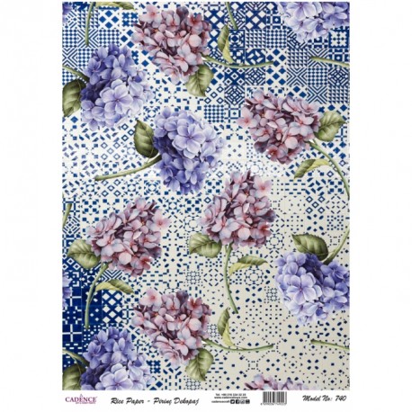 PAPEL ARROZ  CADENCE  HORTENSIAS MOD PA740