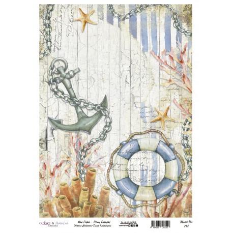 PAPEL ARROZ  CADENCE MARINERO A3  ANCLA  Y SALVAVIDAS