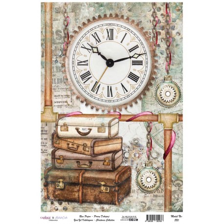 PAPEL ARROZ  CADENCE  RELOJ CON MALETAS A3 880