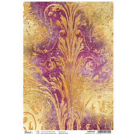 FONDO ORO Y  MORADO  CBRP430 CIAO BELLA  PAPEL DE ARROZ DECOUPAGE
