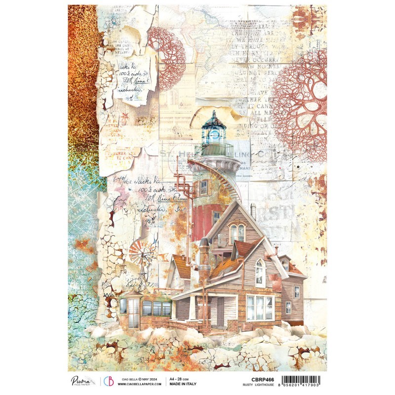 CASONA CON FARO   CBRP466 CIAO BELLA  PAPEL DE ARROZ DECOUPAGE