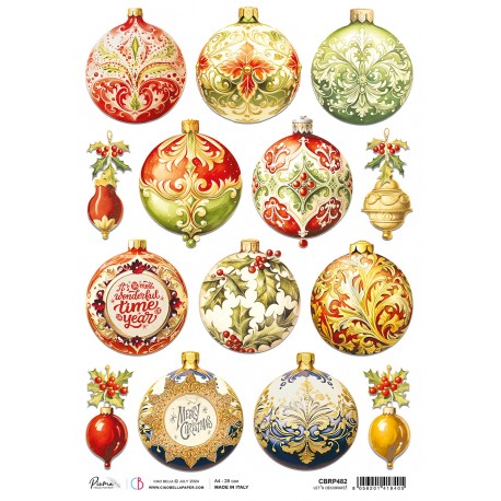 BOLAS NAVIDAD    CBRP482 CIAO BELA  PAPEL DE ARROZ DECOUPAGE