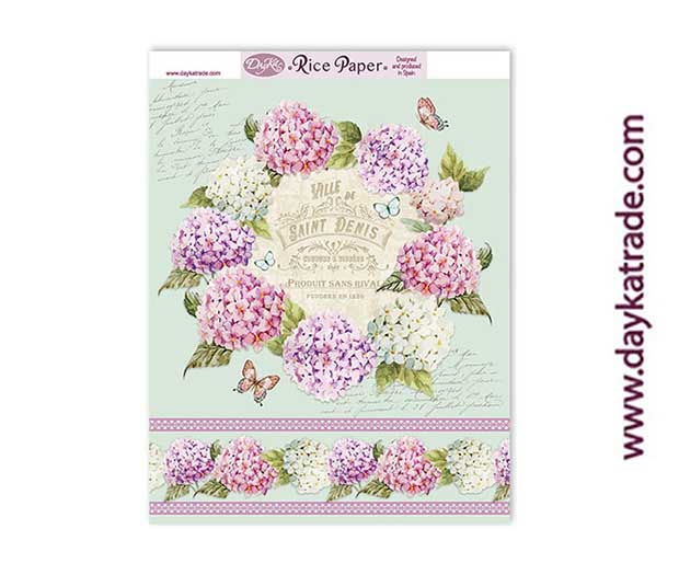 PAPEL ARROZ A4   RICE-116 SAINT DENIS HORTENSIAS