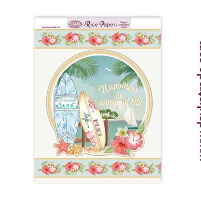 PAPEL ARROZ A4   RICE-127  SURF  VACACIONES