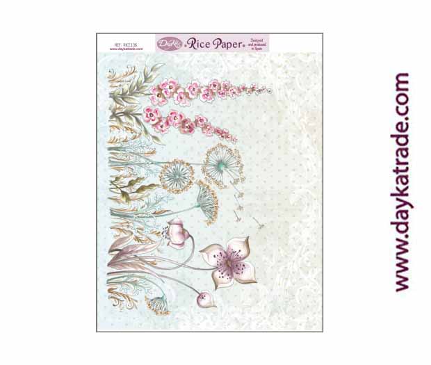PAPEL ARROZ A4   RICE-136 FLORES CAMPESTRES
