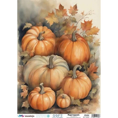 PAPEL ARROZ JAPONES  MONTEJO  A3 CALABAZA GRANDES  DECOUPAGE