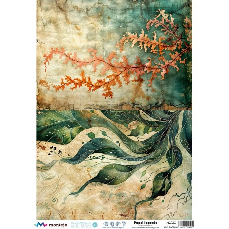PAPEL ARROZ JAPONES  MONTEJO  A3 ALGAS DECOUPAGE