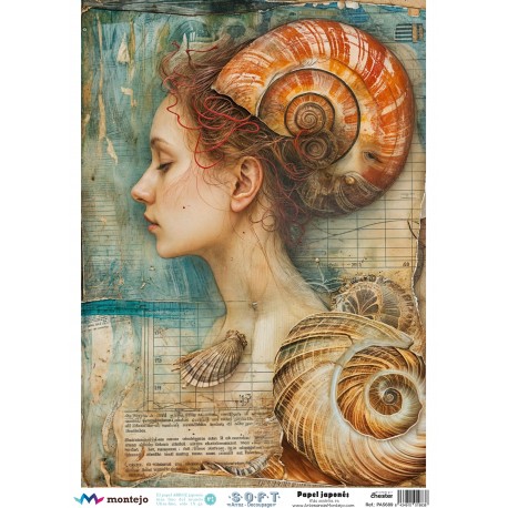 PAPEL ARROZ JAPONES  MONTEJO  A3 DAMA NAUTILUS DECOUPAGE