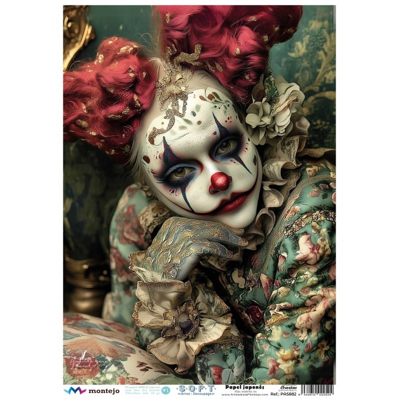 PAPEL ARROZ JAPONES  MONTEJO  A3 COLECCION CIRCO PAYASO II