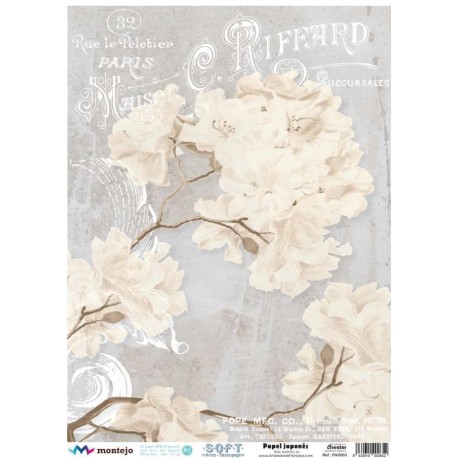 PAPEL ARROZ JAPONES  MONTEJO  A3  CEREZO DE FLOR DECOUPAGE