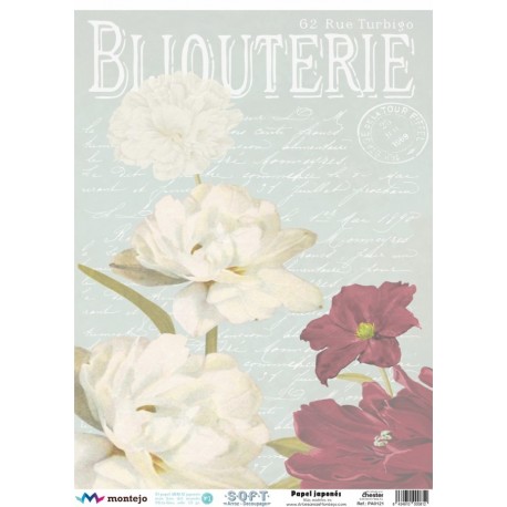 PAPEL ARROZ JAPONES  MONTEJO  A3 BIJOUTERIE  DECOUPAGE