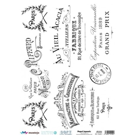 PAPEL ARROZ JAPONES  MONTEJO  A3  MAISON RIFFARD DECOUPAGE