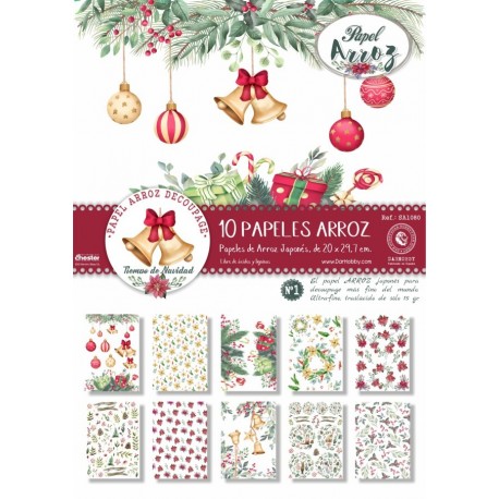 PAPEL ARROZ JAPONES  MONTEJO  A4 NAVIDAD SURTIDOS DECOUPAGE