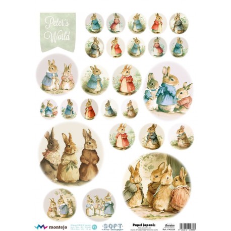 PAPEL ARROZ JAPONES  MONTEJO  A3  PETER RABBIT  BEATRIX POTTER