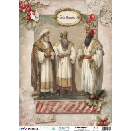 PAPEL ARROZ JAPONES  MONTEJO  A3  REYES MAGOS NAVIDAD