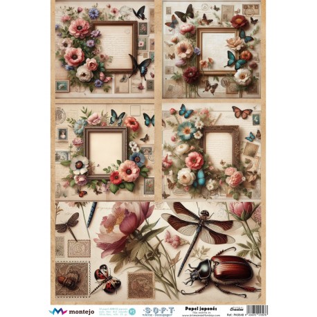 PAPEL ARROZ JAPONES  MONTEJO  A3  LIBELULA E INSECTOS