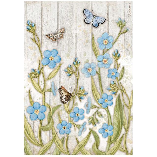FLORES AZULES  GARDEN  A4 STAMPERIE DFSA4667