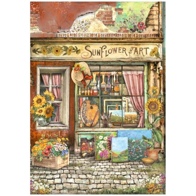 PAPEL ARROZ A4 SUN FLOWER  SARA  ALCOBENDAS STAMPERIE DFSA4771