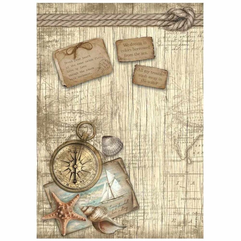 PAPEL ARROZ A4  THE SEA TRUST YOUR HEART  STAMPERIE DFSA4858