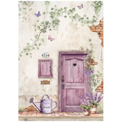 PAPEL ARROZ A4 PUERTA DE LAVANDA     STAMPERIE DFSA4942