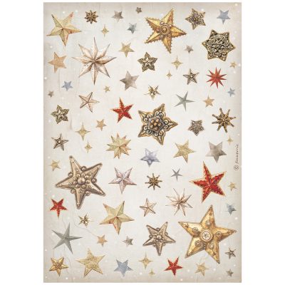 PAPEL ARROZ A4  ESTRELLAS NAVIDAD STAMPERIE DFSA4933