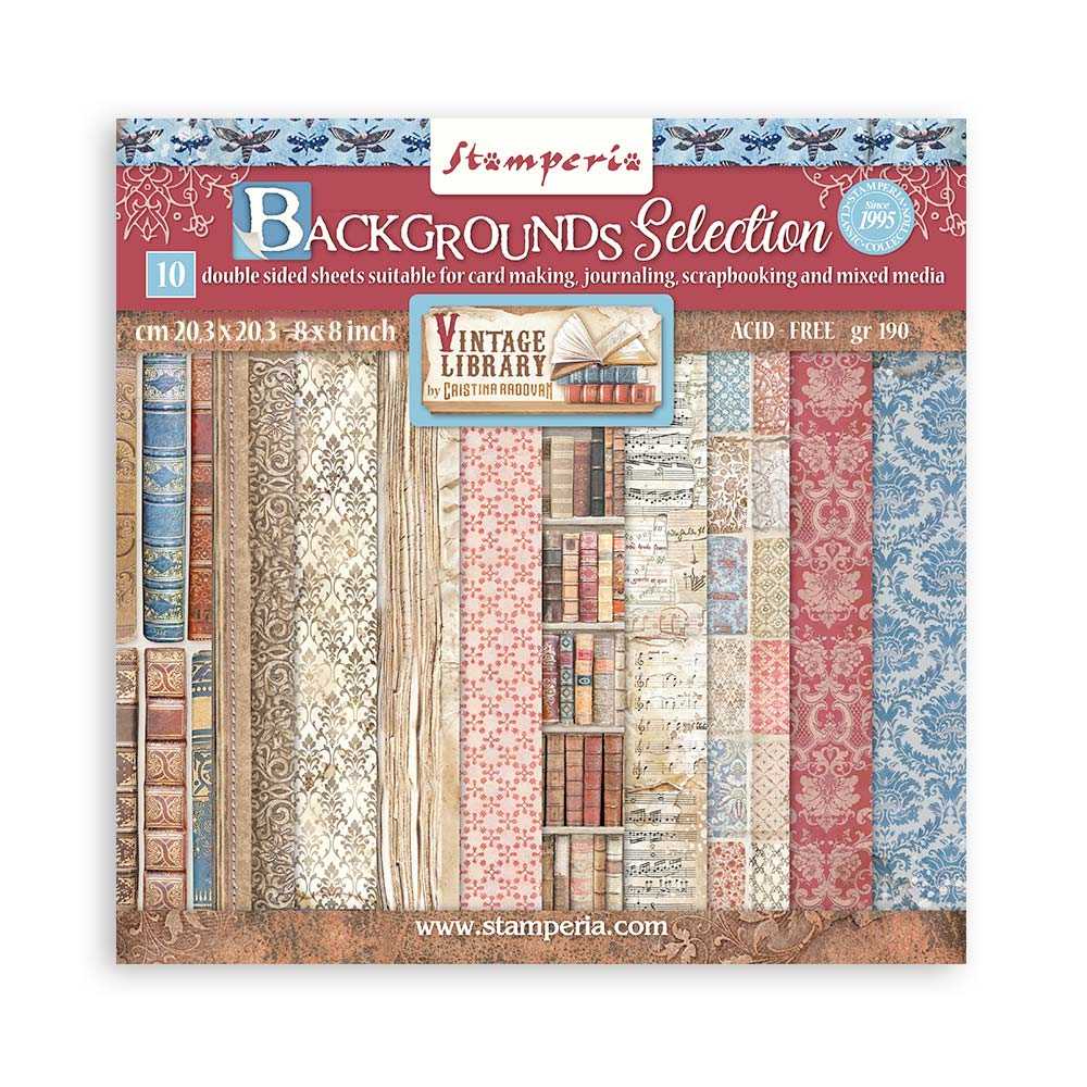 VINTAGE LIBRARY BACKGROUND  CRISTINA RADOVAN STAMPERIA  30,5X30,5 SCRAP SBBL133