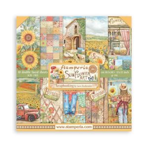 SUNFLOWER ART SARA ALCOBENDAS  STAMPERIA  30,5X30,5 SCRAP SBBL135