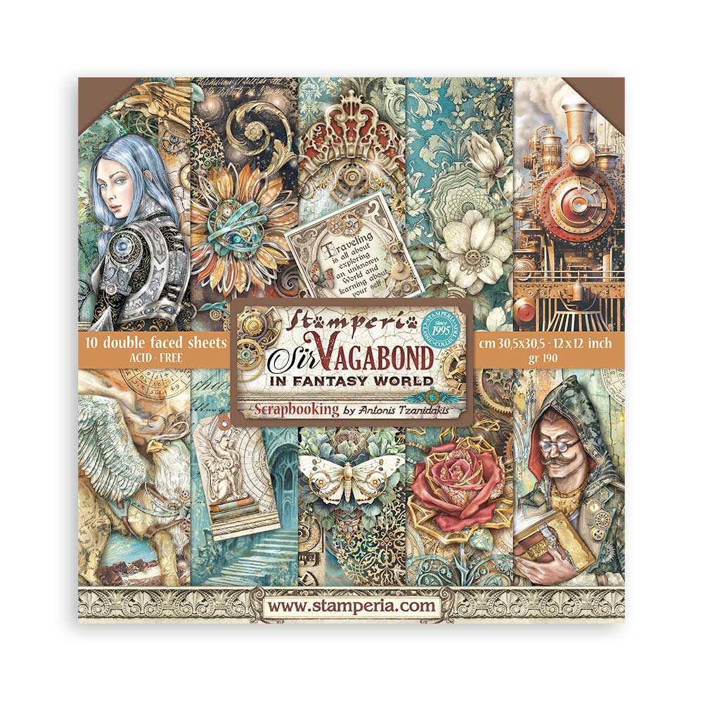 SIR VAGABOND IN FANTASY LAND  STAMPERIA  30,5X30,5 SCRAP SBBL148
