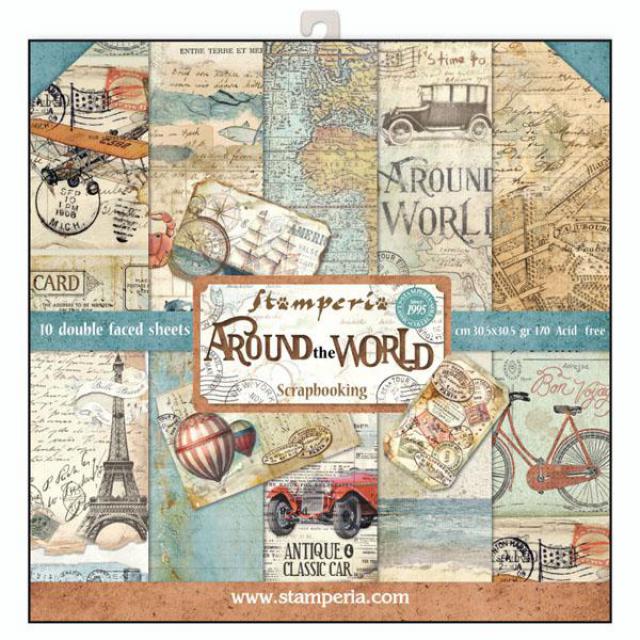 AROUND THE WORLD STAMPERIE  30,5X30,5 SCRAP SBBL28