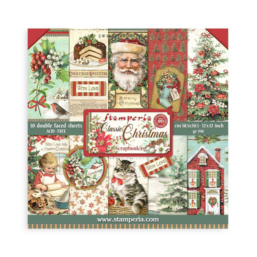 CLASSIC CHRISTMAS   STAMPERIA  30,5X30,5 SCRAP SBBL74