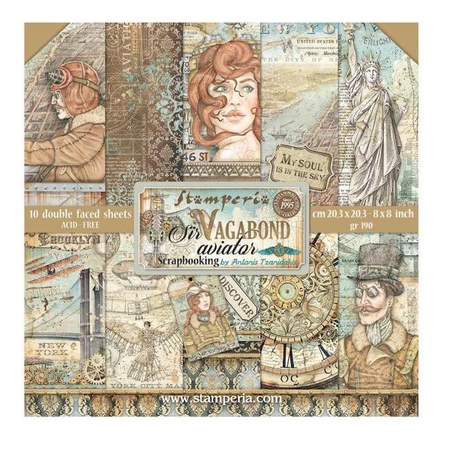 SIR VAGABOND AVIATOR  STAMPERIE  8X8  O 20,3X20,3 CM SCRAP SBBS61