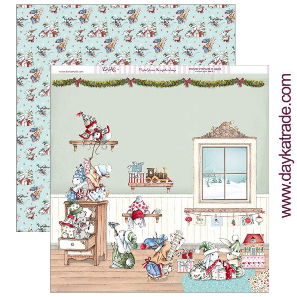 CONEJOS  MESILLA TALLER  NAVIDAD  SCP-285 DAYKA   30,5X30,5 SCRAP