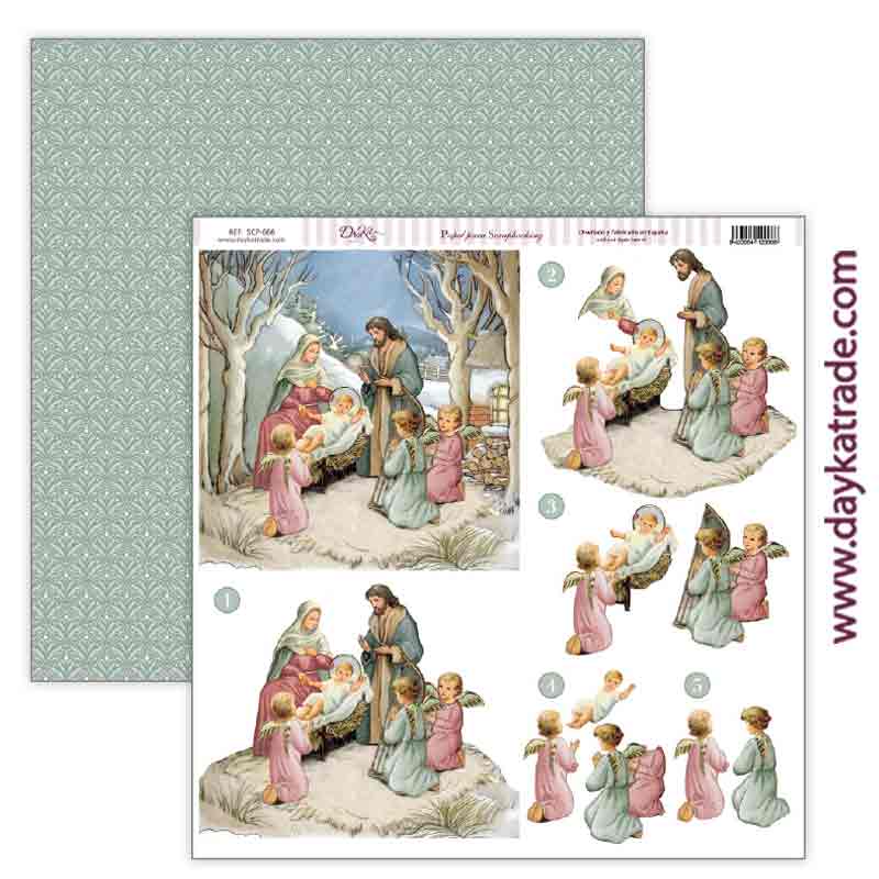 POSTAL  NAVIDAD  SCP-666  DAYKA   30,5X30,5 SCRAP ADORACION 3D