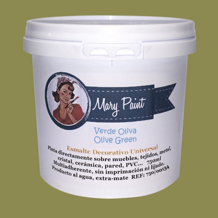 VERDE OLIVA 750 ML ACRILICA MATE MARY PAINT